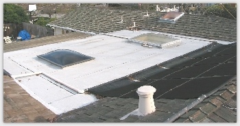 flat roof with skylights
